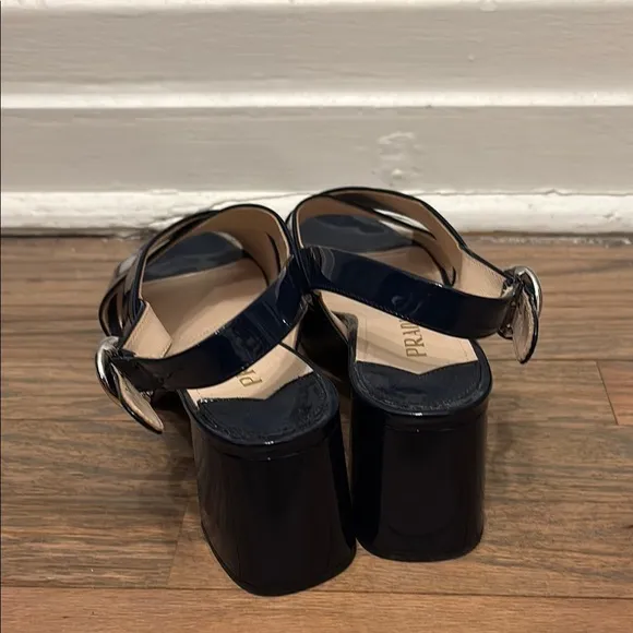 Prada Women's Navy Patent Leather Platform Sandals