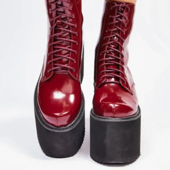Privileged/BURGUNDY MELISSA PLATFORM BOOTS