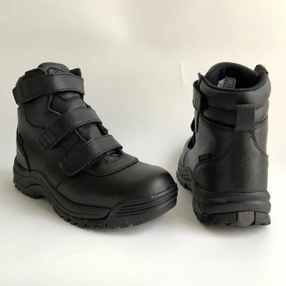 Propet Boots Men Size 10.5W Black Leather High-top Waterproof Wide Width Shoes