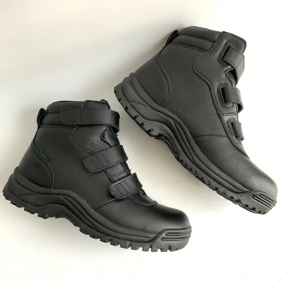 Propet Boots Men Size 10.5W Black Leather High-top Waterproof Wide Width Shoes