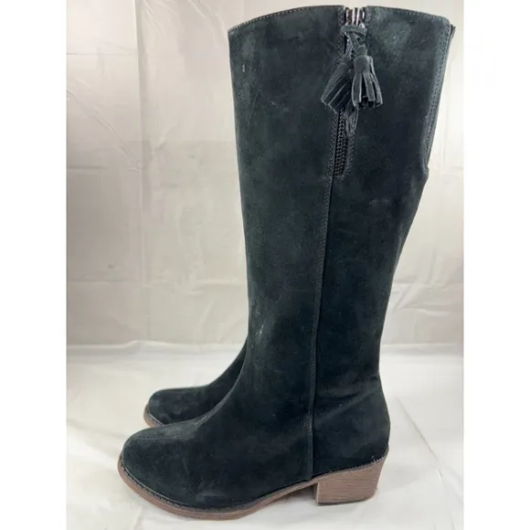 Propet Rider Suede Tall Block Heel Mid-Calf Boots Shoes size 8 W