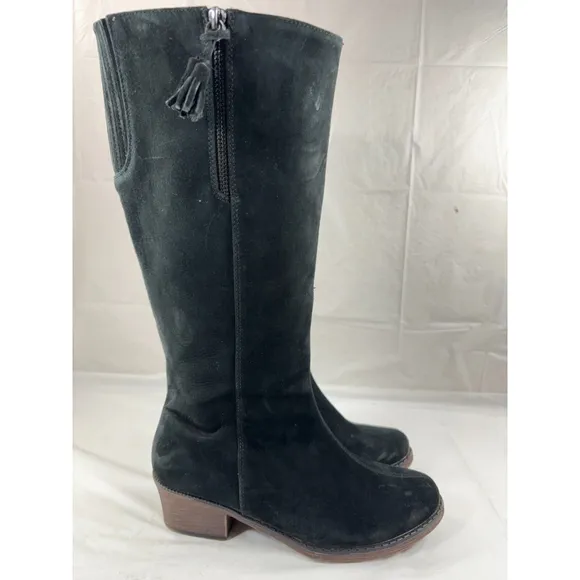 Propet Rider Suede Tall Block Heel Mid-Calf Boots Shoes size 8 W