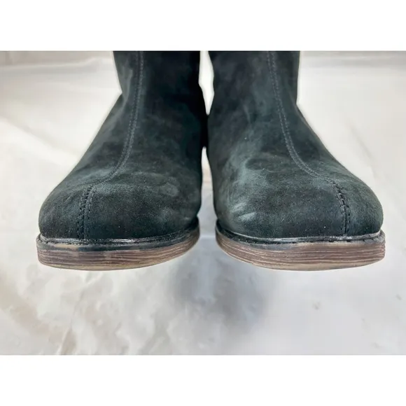 Propet Rider Suede Tall Block Heel Mid-Calf Boots Shoes size 8 W