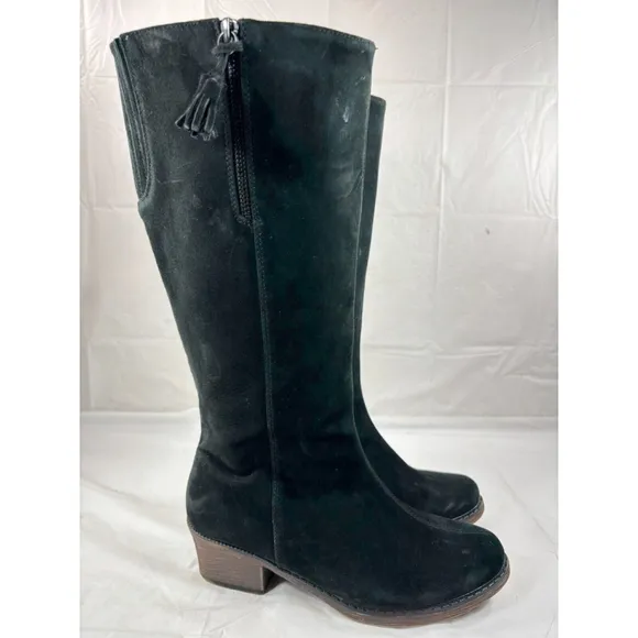 Propet Rider Suede Tall Block Heel Mid-Calf Boots Shoes size 8 W