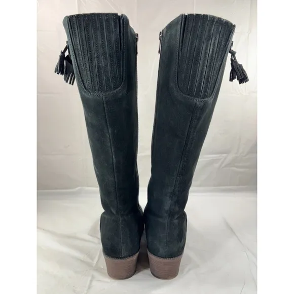 Propet Rider Suede Tall Block Heel Mid-Calf Boots Shoes size 8 W