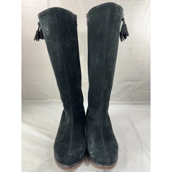 Propet Rider Suede Tall Block Heel Mid-Calf Boots Shoes size 8 W