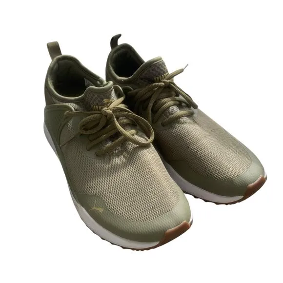 Puma Olive Green Sneakers - Lightweight, Stylish, and Comfortable Size: 9