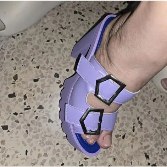Purple block heel platform heels sz 8
