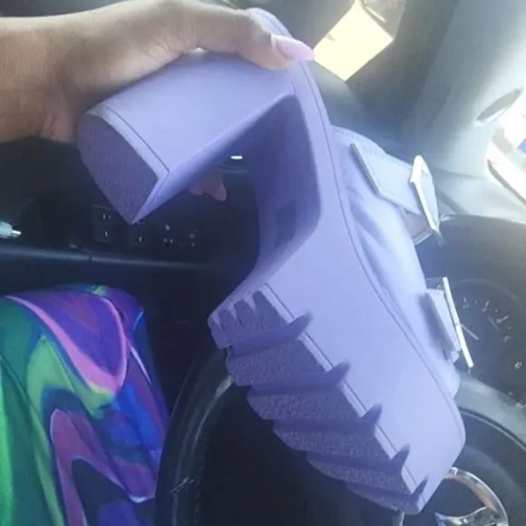 Purple block heel platform heels sz 8
