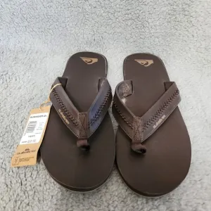 Quicksilver Men's Carver Natural Tanned Leather Flip Flops Size 14 New w/ Tags