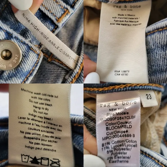 Rag &amp;‎ Bone Nina High Rise Ankle Cigarette Jeans Size 23