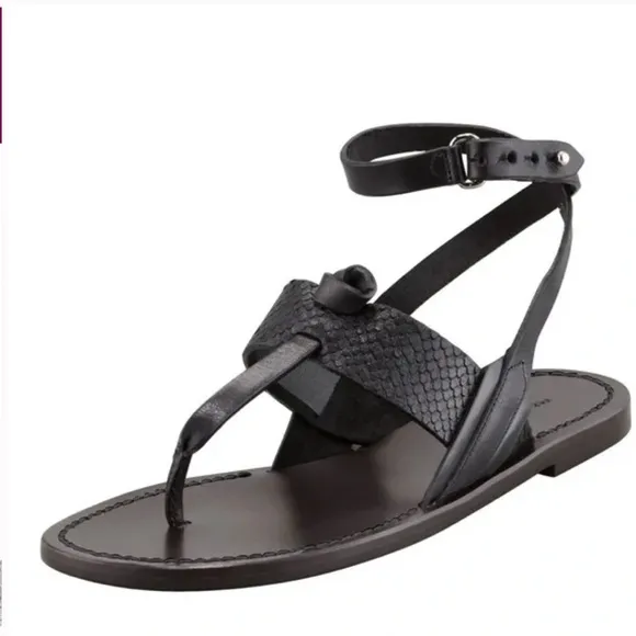 RAG &amp; BONE SIGRID T-STRAP THONG FLIP FLOP SANDAL BLACK SIZE 36.5 SIZE 6.5