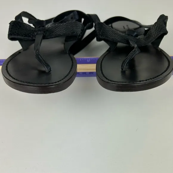 RAG &amp; BONE SIGRID T-STRAP THONG FLIP FLOP SANDAL BLACK SIZE 36.5 SIZE 6.5