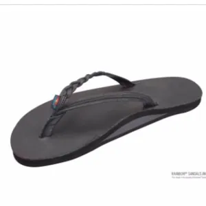 Rainbow Flirty Braidy Sandals Flip Flops Narrow Braided Strap Black 7.5-8.5