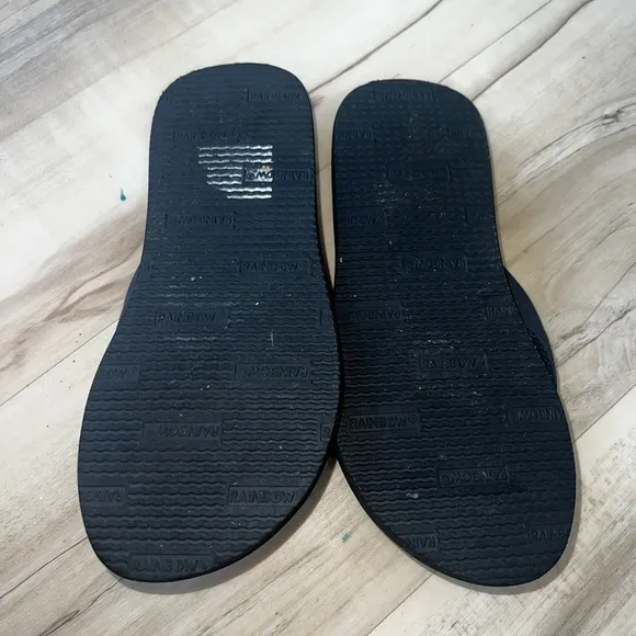 Rainbow Sandals Kids Black Flip Flops 2/3 Never worn