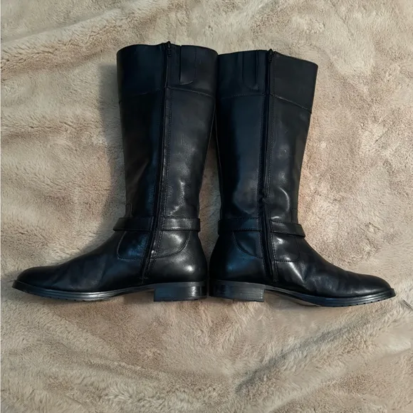 Ralph Lauren Black Leather Tall Boots