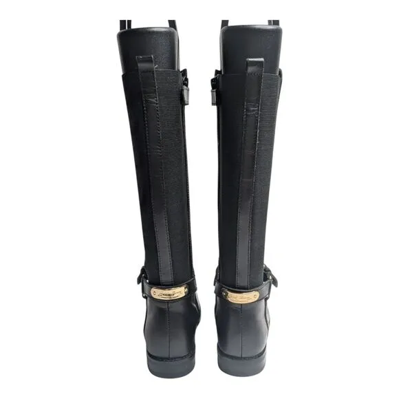 Ralph Lauren Girls Black Leather Buckle Equestrian Tall Riding Boots, 12.5