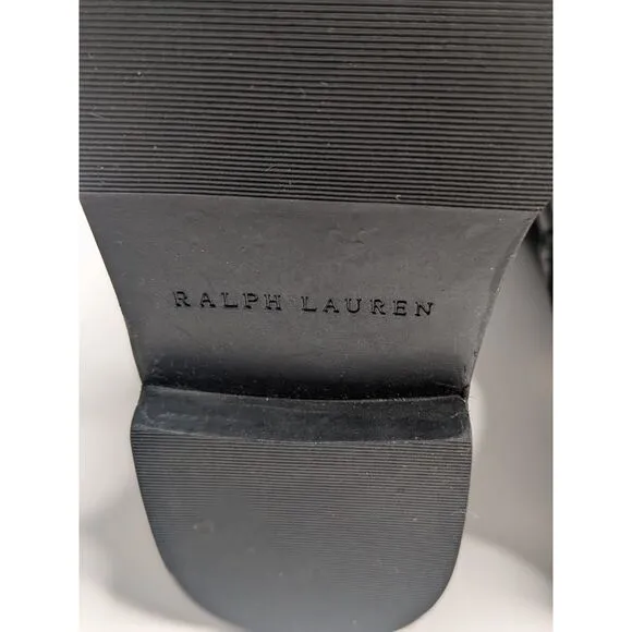 Ralph Lauren Girls Black Leather Buckle Equestrian Tall Riding Boots, 12.5
