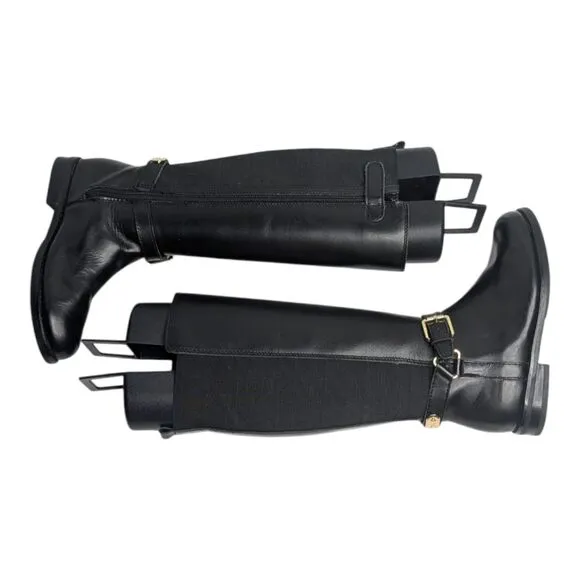 Ralph Lauren Girls Black Leather Buckle Equestrian Tall Riding Boots, 12.5