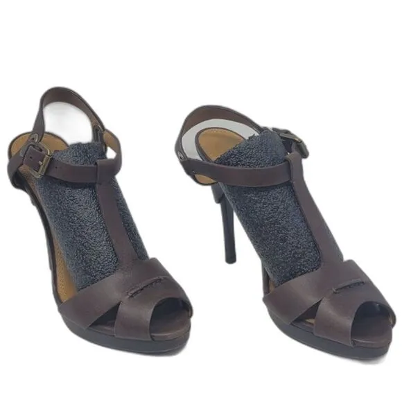 Ralph Lauren Purple Label Collection Leather T-Strap Sandals
