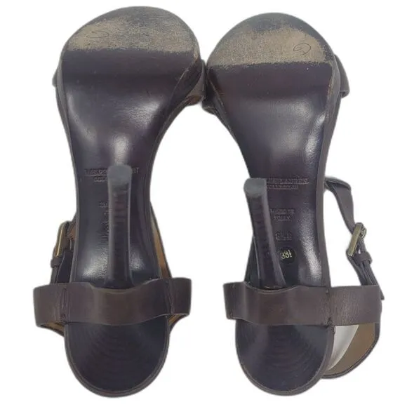 Ralph Lauren Purple Label Collection Leather T-Strap Sandals
