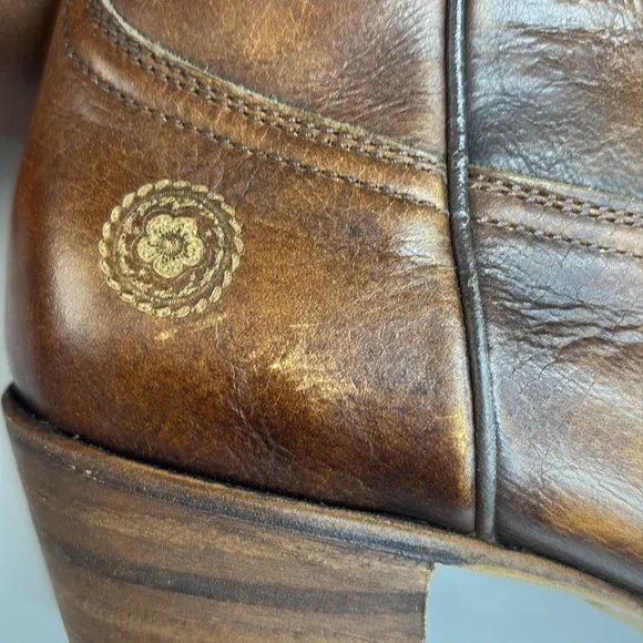 Ranch Road Agave Rand Brown Leather Short Ankle Boots
