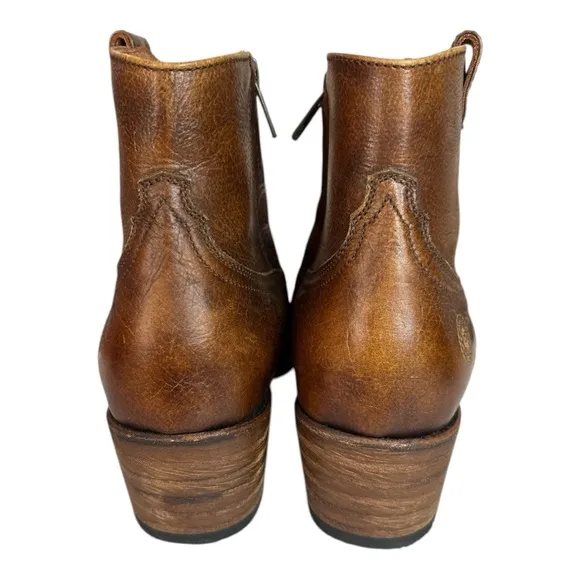 Ranch Road Agave Rand Brown Leather Short Ankle Boots