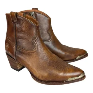 Ranch Road Agave Rand Brown Leather Short Ankle Boots