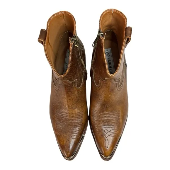 Ranch Road Agave Rand Brown Leather Short Ankle Boots