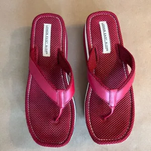 Rare Y2K Vintage Lower East Side Women's Flip Flop Platform Sandals Red  Size 9