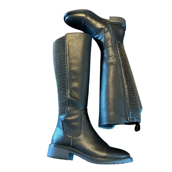 Reaction Kenneth Cole Lionel Black Tall Riding Boot Stretch Gore NEW Size 6
