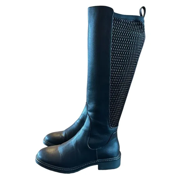 Reaction Kenneth Cole Lionel Black Tall Riding Boot Stretch Gore NEW Size 6