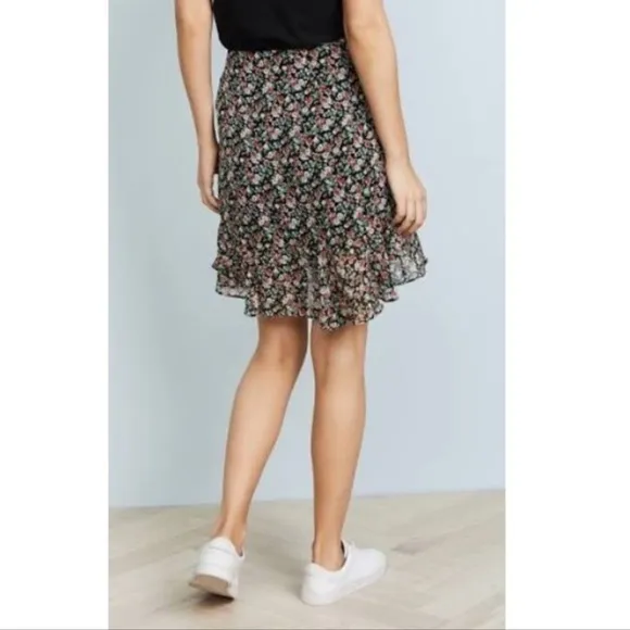 Rebecca Minkoff Alice A-line Multicolored Floral Ruffle Wrap Style Skirt Sz XS