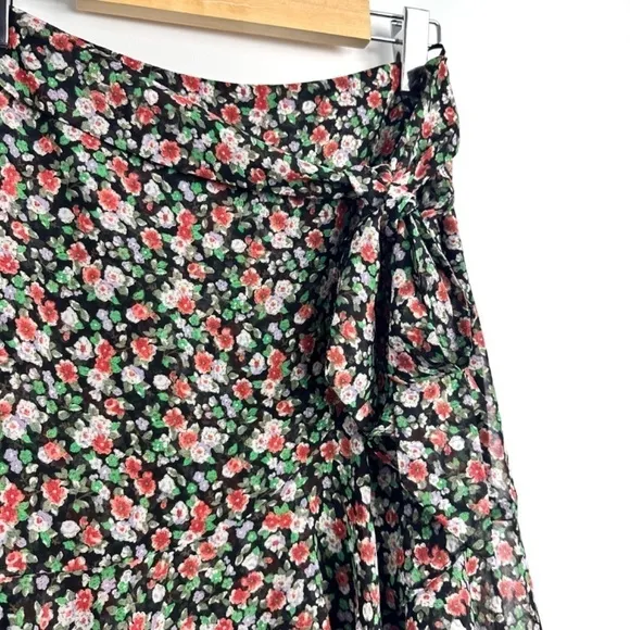 Rebecca Minkoff Alice A-line Multicolored Floral Ruffle Wrap Style Skirt Sz XS