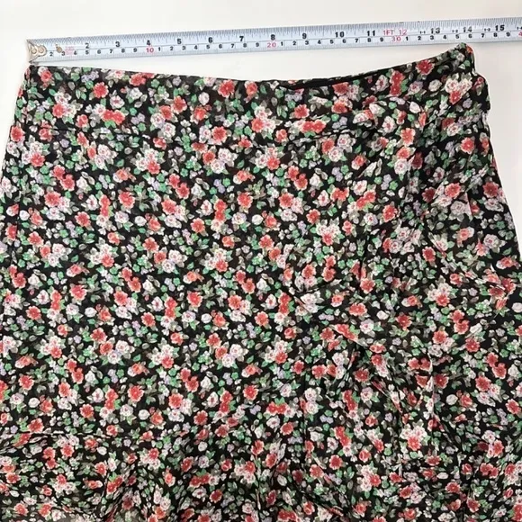 Rebecca Minkoff Alice A-line Multicolored Floral Ruffle Wrap Style Skirt Sz XS