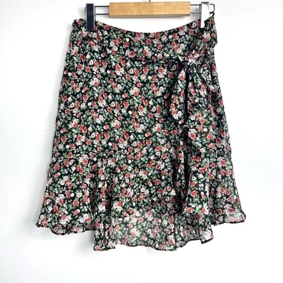 Rebecca Minkoff Alice A-line Multicolored Floral Ruffle Wrap Style Skirt Sz XS