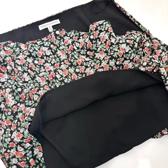 Rebecca Minkoff Alice A-line Multicolored Floral Ruffle Wrap Style Skirt Sz XS