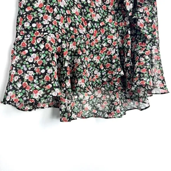 Rebecca Minkoff Alice A-line Multicolored Floral Ruffle Wrap Style Skirt Sz XS