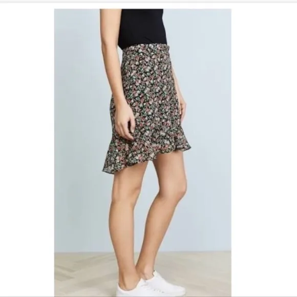 Rebecca Minkoff Alice A-line Multicolored Floral Ruffle Wrap Style Skirt Sz XS
