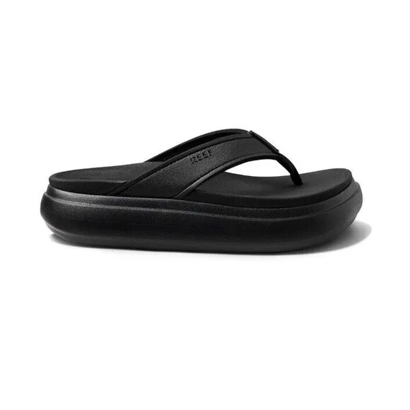 Reef Cushion Bondi Black Platform Sandals, Women's Size 7 NEW Beach Sandals