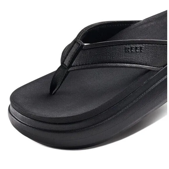 Reef Cushion Bondi Black Platform Sandals, Women's Size 7 NEW Beach Sandals