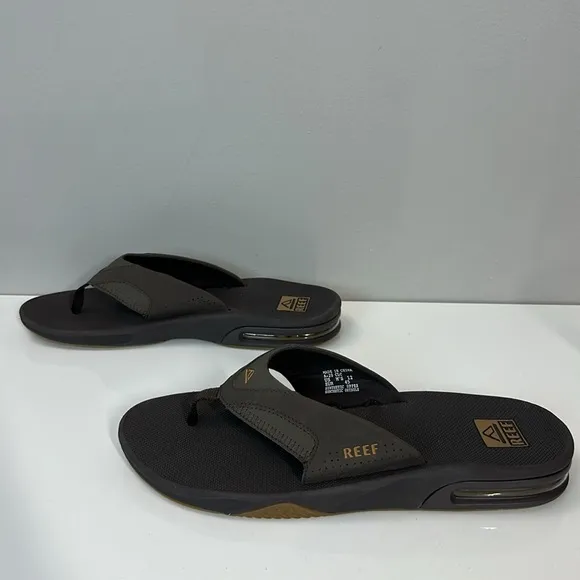 Reef Fanning 360° Air Mens Bottle Opener Thong Flip Flop Sandals Brown Size 12