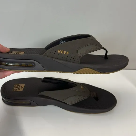 Reef Fanning 360° Air Mens Bottle Opener Thong Flip Flop Sandals Brown Size 12