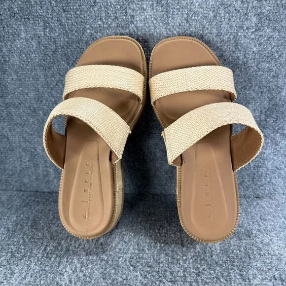 Reef Lofty Lux Sandals Womens 8 Brown Raffia Wedge Platform Beach
