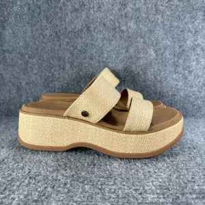 Reef Lofty Lux Sandals Womens 8 Brown Raffia Wedge Platform Beach