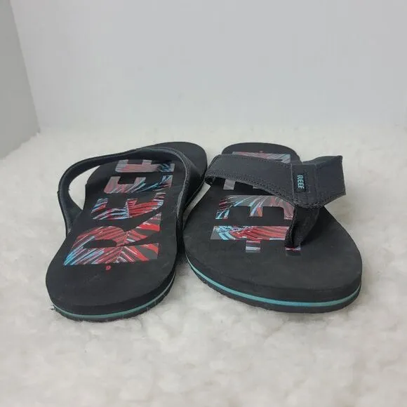 Reef Mens Newport Mens Sandals Size 6 Prints Comfort Slip On Black Flip Flops