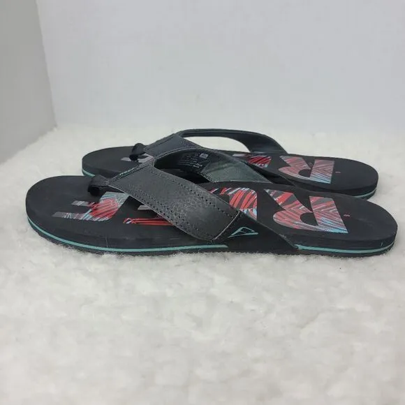Reef Mens Newport Mens Sandals Size 6 Prints Comfort Slip On Black Flip Flops