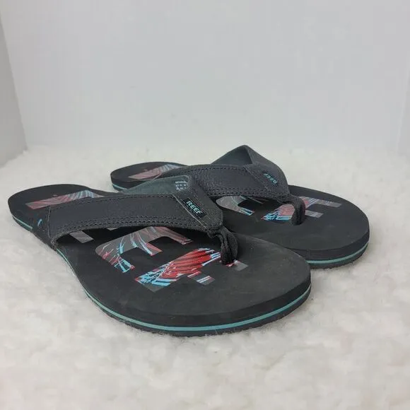 Reef Mens Newport Mens Sandals Size 6 Prints Comfort Slip On Black Flip Flops