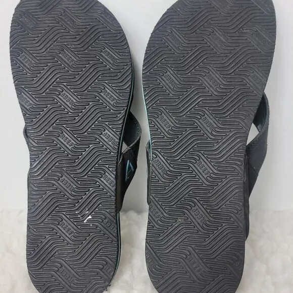Reef Mens Newport Mens Sandals Size 6 Prints Comfort Slip On Black Flip Flops