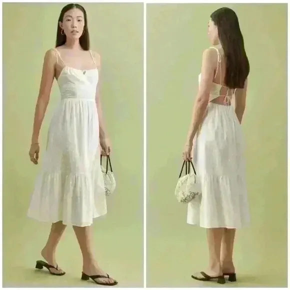 REFORMATION Heaven Sleeveless Ruffle Dress $248 White Women's 0